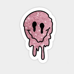 Melting Smiley Face Pink Aesthetic Sticker